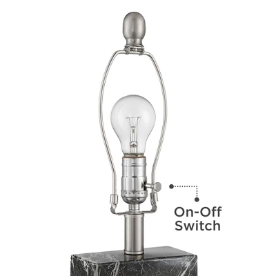 360 Lighting Connie Modern Table Lamps Set Of 2 With Acrylic Risers 25" High Black Faux Marble USB Charging Ports White Rectangular Shade For Desk 2 360 Lighting Connie Modern Table Lamps Set Of 2 With Acrylic Risers 25" High Black Faux Marble USB Charging Ports White Rectangular Shade For Desk - Image 2