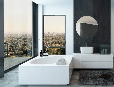 Hamilton Hills 30" Contemporary Black Glass Circle Mirror 1 Hamilton Hills 30" Contemporary Black Glass Circle Mirror