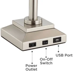 360 Lighting Camber Modern Desk Table Lamp 29" Tall Brushed Steel With USB And AC Power Outlet In Base Swing Arm Linen Shade For Bedroom Living Room -Adesso Store GUEST 8f59b3c7 660c 49ce 909b ee22c903e5b8