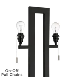 360 Lighting Neil Modern Rustic Table Lamp 26" High Black Metal With USB Charging Port White Rectangular Shade For Bedroom Living Room Bedside Desk -Adesso Store GUEST 8f7f6180 8c8f 438a a463 458dc800aad7