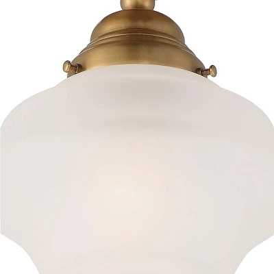 Regency Hill Schoolhouse Floating Modern Farmhouse Ceiling Light Semi Flush Mount Fixture 7" Wide Brass White Glass Shade For Bedroom Living Room Home 2 Regency Hill Schoolhouse Floating Modern Farmhouse Ceiling Light Semi Flush Mount Fixture 7" Wide Brass White Glass Shade For Bedroom Living Room Home - Image 2