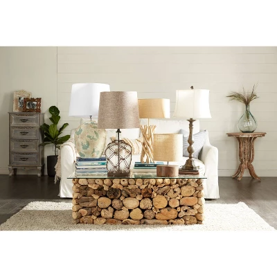 Rustic Wood Table Lamp Beige - Olivia & May 9 Rustic Wood Table Lamp Beige - Olivia & May - Image 9