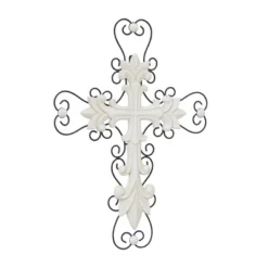 Wood Biblical Carved Cross Wall Decor With Metal Scrollwork - Olivia & May -Adesso Store GUEST 90b77806 36b8 4c13 91a8 5e7d35e31b20
