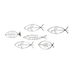 Set Of 6 Metal Fish Indoor Outdoor Wire Wall Decors Black - Olivia & May