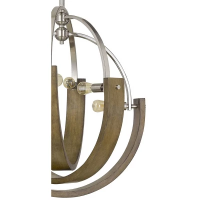34" X 34" X 46.5" Metal/Wood Rauma Chandelier Brushed Steel - Cal Lighting 3 34" X 34" X 46.5" Metal/Wood Rauma Chandelier Brushed Steel - Cal Lighting - Image 3