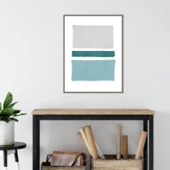 22" X 30" Painted Weaving V Blue Green By Piper Rhue Framed Canvas Wall Art Gray Wash - Amanti Art -Adesso Store GUEST 9190bddf cfdd 4025 9344 27d3287f39f6