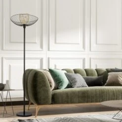 71" Demi Painted Metal 1-Light Floor Lamp With Black And Gold Painted Metal Shade - River Of Goods -Adesso Store GUEST 91a1a1b2 d804 4f8b 9e0e 5950147a5487