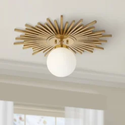 Possini Euro Design Hazel Modern Ceiling Light Semi Flush Mount Fixture 24" Wide Warm Brass White Globe Shade For Bedroom Kitchen Living Room Hallway -Adesso Store GUEST 937faa9c a474 460e 97d2 cb24e8bfb570