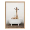 18" X 24" Blake Giraffe 2 In Tub Color Framed Printed Glass By Amy Peterson Art Studio Natural - Kate & Laurel All Things Decor