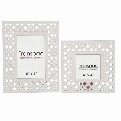 Transpac Wood 9" White Spring Die-Cut Patterned Frame Set Of 2 1 Transpac Wood 9" White Spring Die-Cut Patterned Frame Set Of 2