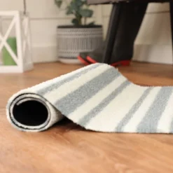 2'x3' ColorStar Timeless Stripe Door Mat Silver - Bungalow Flooring -Adesso Store GUEST 95554be0 375d 4772 bc56 1d81da116654