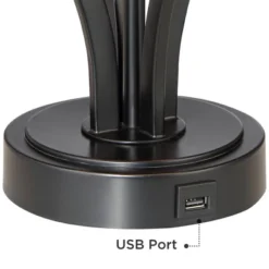 360 Lighting Heather Modern Industrial Table Lamps Set Of 2 With Round Risers 27 1/4" Tall Dark Iron USB Charging Port Iron Burlap Drum Shade For Desk -Adesso Store GUEST 960f8063 a35b 4b86 a1af bd4e3371c9a5