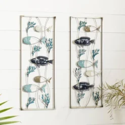 Set Of 2 Metal Fish Wall Decors Blue - Olivia & May -Adesso Store GUEST 98d05641 c3de 440e a4be 301d38810731