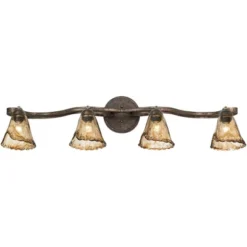 Pro Track 4-Head Ceiling Track Light Fixture Kit Adjustable Brown Bronze Finish Organic Amber Glass Western Kitchen Bathroom Living Room 41" Wide -Adesso Store GUEST 9a583982 1b52 4caa be5a 863c56f202a5