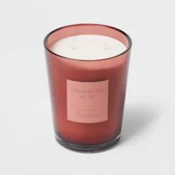 Colored Vase Glass With Dustcover Strawberry Musk Candle Red - Threshold™ -Adesso Store GUEST 9a65db94 11b1 4c5c abee 36f1c427351b