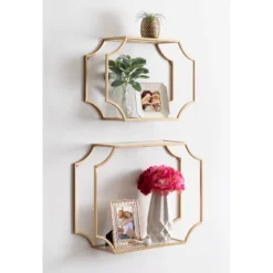 2pc Ciel Modern Glam Metal Wall Shelf Set - Kate & Laurel All Things Decor -Adesso Store GUEST 9b60961d 8ec0 4ac6 949f 6f932c0c066e