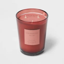 Colored Vase Glass With Dustcover Strawberry Musk Candle Red - Threshold™ -Adesso Store GUEST 9c78d64d 5c97 4266 8aaf 6f9285bcaee2