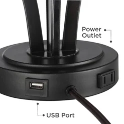 360 Lighting Heather Modern Accent Table Lamps Set Of 2 With Square Risers 22 1/2" High Iron USB And AC Power Outlet In Base Off White Glass For Desk -Adesso Store GUEST 9f17b08b ef43 4728 8974 0133a1d5cfc3