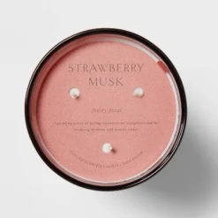 Colored Vase Glass With Dustcover Strawberry Musk Candle Red - Threshold™ -Adesso Store GUEST a1481056 0056 434b 8190 eafa8bcfa251