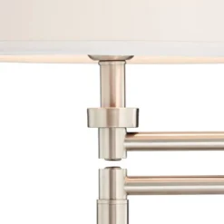 360 Lighting Camber Modern Desk Table Lamp 29" Tall Brushed Steel With USB And AC Power Outlet In Base Swing Arm Linen Shade For Bedroom Living Room -Adesso Store GUEST a194d443 0ee6 45cd a24a ea97c190521c