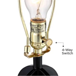 360 Lighting Marcel Industrial Table Lamps 24 1/4" High Set Of 2 Black With USB Charging Port And Nightlight LED Cream Shade For Bedroom Bedside Desk -Adesso Store GUEST a2307e8f 3faf 448c a0fd 7ffba43a7510