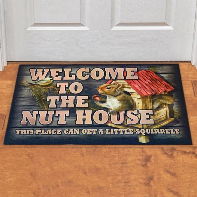 Collections Etc Welcome To The Nut House Funny Squirrel Doormat 1'6"x2'6" 1 Collections Etc Welcome To The Nut House Funny Squirrel Doormat 1'6"x2'6"