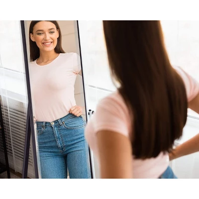 Hamilton Hills 18" X 58" Black Brushed Stainless Steel Rectangular Mirror 1 Hamilton Hills 18" X 58" Black Brushed Stainless Steel Rectangular Mirror