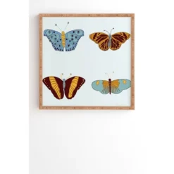 Elisa Bell Fall Butterflies Bamboo Framed Wall Canvas Blue - Deny Designs -Adesso Store GUEST a4eb6e57 e0a1 4adb 9a78 4b824ce8f0bb
