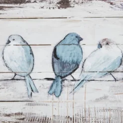 30" X 12" Perched Birds Hand Painted Wood Plank White/Gray -Adesso Store GUEST a61d6deb 3b44 45ac 9fa2 7718687b8483