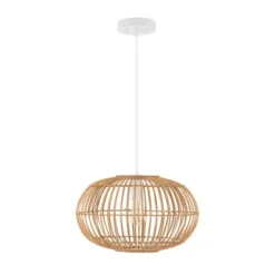 17.5" 1-Light Leo Farmhouse Coastal Rattan LED Pendant Brown - JONATHAN Y -Adesso Store GUEST a7a5f422 0a06 4018 a473 638794c334c5