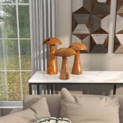 Set Of 3 Teak Wood Mushroom Handmade Live Edge Sculpture With Natural Smooth Finish Brown - Olivia & May 21 Set Of 3 Teak Wood Mushroom Handmade Live Edge Sculpture With Natural Smooth Finish Brown - Olivia & May -Adesso Store GUEST a7ffca7a bf5c 48ec be9a 9dbaf562b681