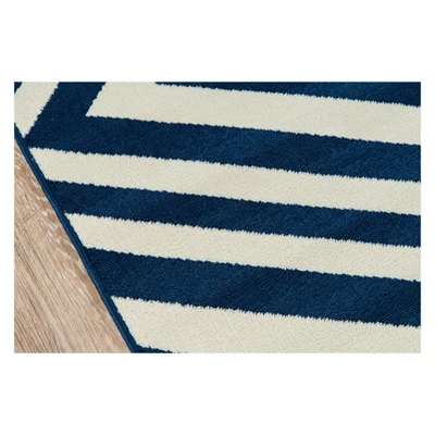 Navy Indoor/Outdoor Geometric Rug 2 Navy Indoor/Outdoor Geometric Rug - Image 2