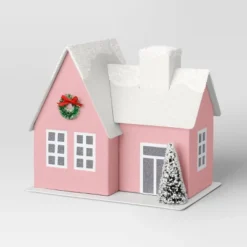 12pc Battery Operated Glittered Paper Christmas Village Set With Bottle Brush Trees And Snowmen - Wondershop™ White/Pink/Blue -Adesso Store GUEST ab1a6865 f950 4ac9 b569 4de0e88b434e