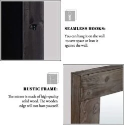 Rossum 58"x24" Rustic Wood Framed Floor Mirror, Farmehouse Decorative Wall Mirror, Vertical And Horizontal Wall Mounted Mirror- The Pop Home -Adesso Store GUEST abc2e33b d447 4aeb 81e6 adaaac0a638a