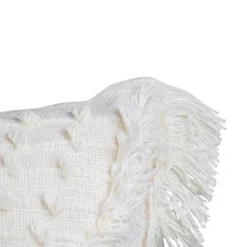 White Cotton With Polyester Fill 14x22 Hand Woven Pillow - Foreside Home & Garden