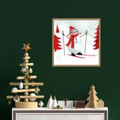 16" X 16" Snow Day I Snowman Skiing By Victoria Borges Framed Canvas Wall Art - Amanti Art -Adesso Store GUEST acfe1e19 583b 4e92 b227 5f55405a2138