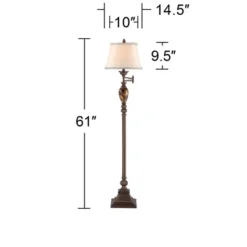 Kathy Ireland Vintage Swing Arm Floor Lamp 61" Tall Bronze Marble Font Faux Silk Shade For Living Room Reading House Bedroom Home 10 Kathy Ireland Vintage Swing Arm Floor Lamp 61" Tall Bronze Marble Font Faux Silk Shade For Living Room Reading House Bedroom Home -Adesso Store GUEST ae29cef7 7d38 4675 92b9 aa8ba13870da