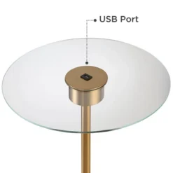 Possini Euro Design Volta Modern Floor Lamp With Tray Table 66" Tall Brass USB Charging Port White Drum Shade For Living Room Bedroom Office House -Adesso Store GUEST ae42f343 3092 4467 92b4 cc5dfee6c9d2