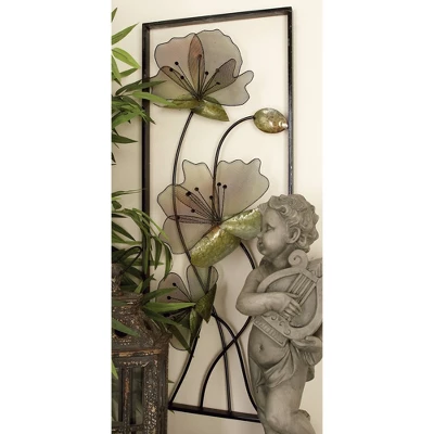 Metal Floral Wall Decor With Black Frame Set Of 2 Black - Olivia & May 12 Metal Floral Wall Decor With Black Frame Set Of 2 Black - Olivia & May - Image 12