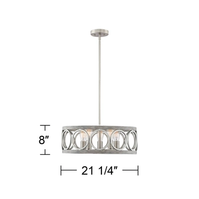Franklin Iron Works Salima Brushed Nickel Gray Pendant Chandelier 21 1/4" Wide Farmhouse Rustic LED 5-Light Fixture For Dining Room Kitchen Island 6 Franklin Iron Works Salima Brushed Nickel Gray Pendant Chandelier 21 1/4" Wide Farmhouse Rustic LED 5-Light Fixture For Dining Room Kitchen Island - Image 6