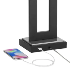 360 Lighting Neil Modern Rustic Table Lamp 26" High Black Metal With USB Charging Port White Rectangular Shade For Bedroom Living Room Bedside Desk -Adesso Store GUEST b0a9cf55 987a 4710 b715 8265d4b75ac5