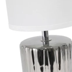 11.61" Tall Ruffled Capsule Bedside Table Desk Lamp With White Drum Fabric Shade Silver - Simple Designs 13 11.61" Tall Ruffled Capsule Bedside Table Desk Lamp With White Drum Fabric Shade Silver - Simple Designs -Adesso Store GUEST b0a9dea1 d19f 4cc9 85ce 2944522213ab