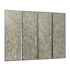 Metal Tree Wall Decor With Embossed Design Set Of 4 Brown - Olivia & May -Adesso Store GUEST b0d0f8b1 1570 4df9 8c94 2314b05c508b
