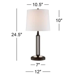 Franklin Iron Works Javier Industrial Table Lamp 24 1/2" High Bronze With USB Charging Port White Drum Shade For Bedroom Living Room Bedside Home Desk -Adesso Store GUEST b385ec22 cbf7 48b3 b323 670c2ff407ce