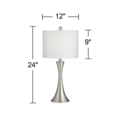 360 Lighting Gerson Modern Table Lamps 24" High Set Of 2 Brushed Nickel With Dimmers LED White Drum Shade For Bedroom Living Room Bedside Nightstand -Adesso Store GUEST b5a78088 1d71 4af2 a2b5 8216969fd85b
