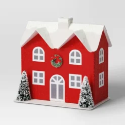 12pc Battery Operated Glittered Paper Christmas Village Set With Bottle Brush Trees And Snowmen - Wondershop™ White/Pink/Blue -Adesso Store GUEST b70eec71 18da 47d8 a8ef f12e5b08b32c