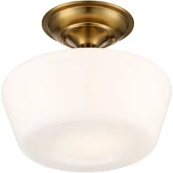 Regency Hill Rustic Farmhouse Ceiling Light Semi Flush Mount Fixture 12" Wide Soft Gold Opal White Glass For Bedroom Kitchen Living Room Hallway House -Adesso Store GUEST b901fdb9 1e47 49b5 8d79 ddd2a61519cc