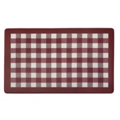 GoodGram Buffalo Burgundy Plaid Memory Foam Anti-Fatigue Kitchen Floor Mat - 18 In. W X 30 In. L