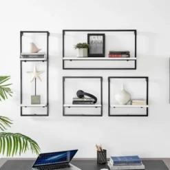 4pc Framed Wall Shelf Set White - Danya B.