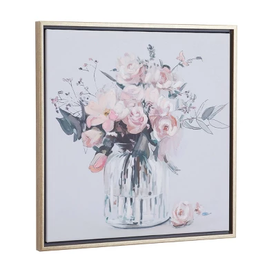 Canvas Floral Handmade Bouquet Framed Wall Art With Gold Frame Pink - Olivia & May 5 Canvas Floral Handmade Bouquet Framed Wall Art With Gold Frame Pink - Olivia & May - Image 5